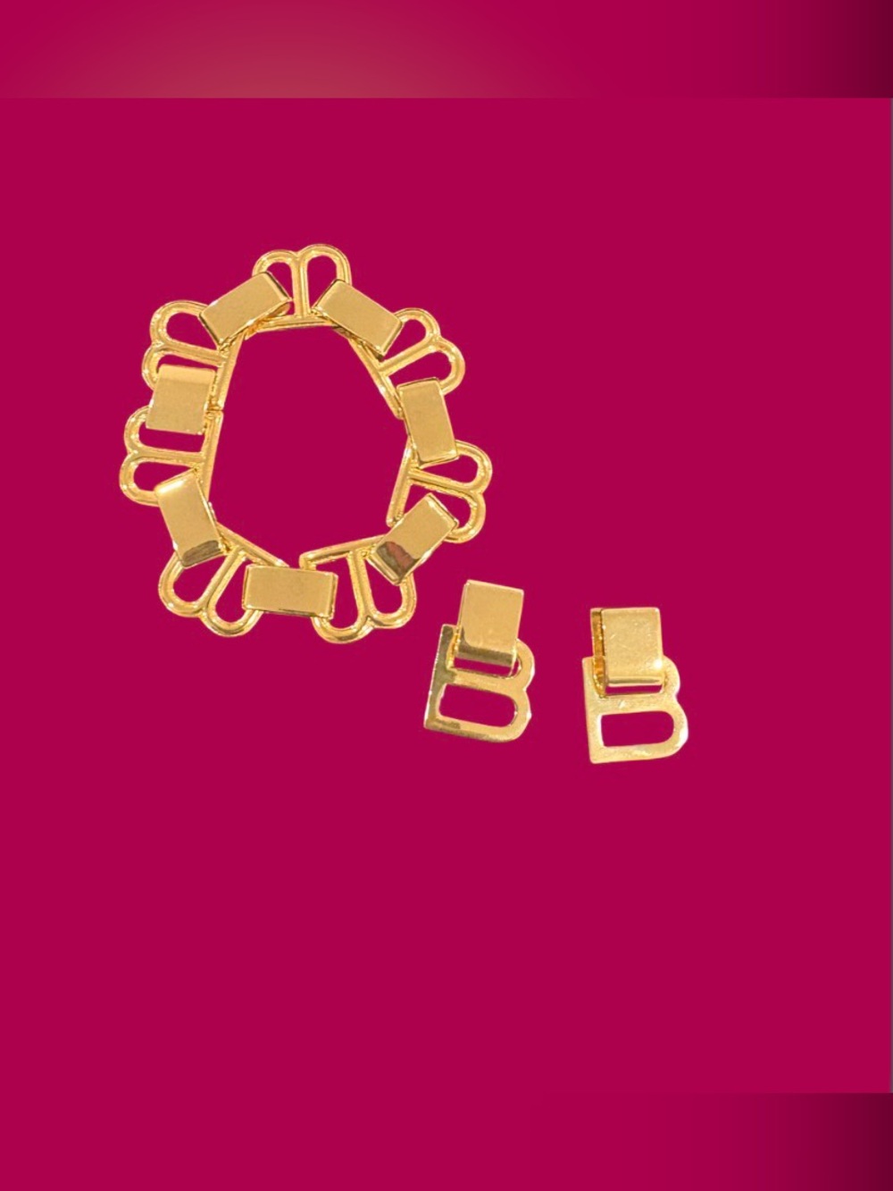 Gold Tone Women's Bracelet and Earrings Set - Gold